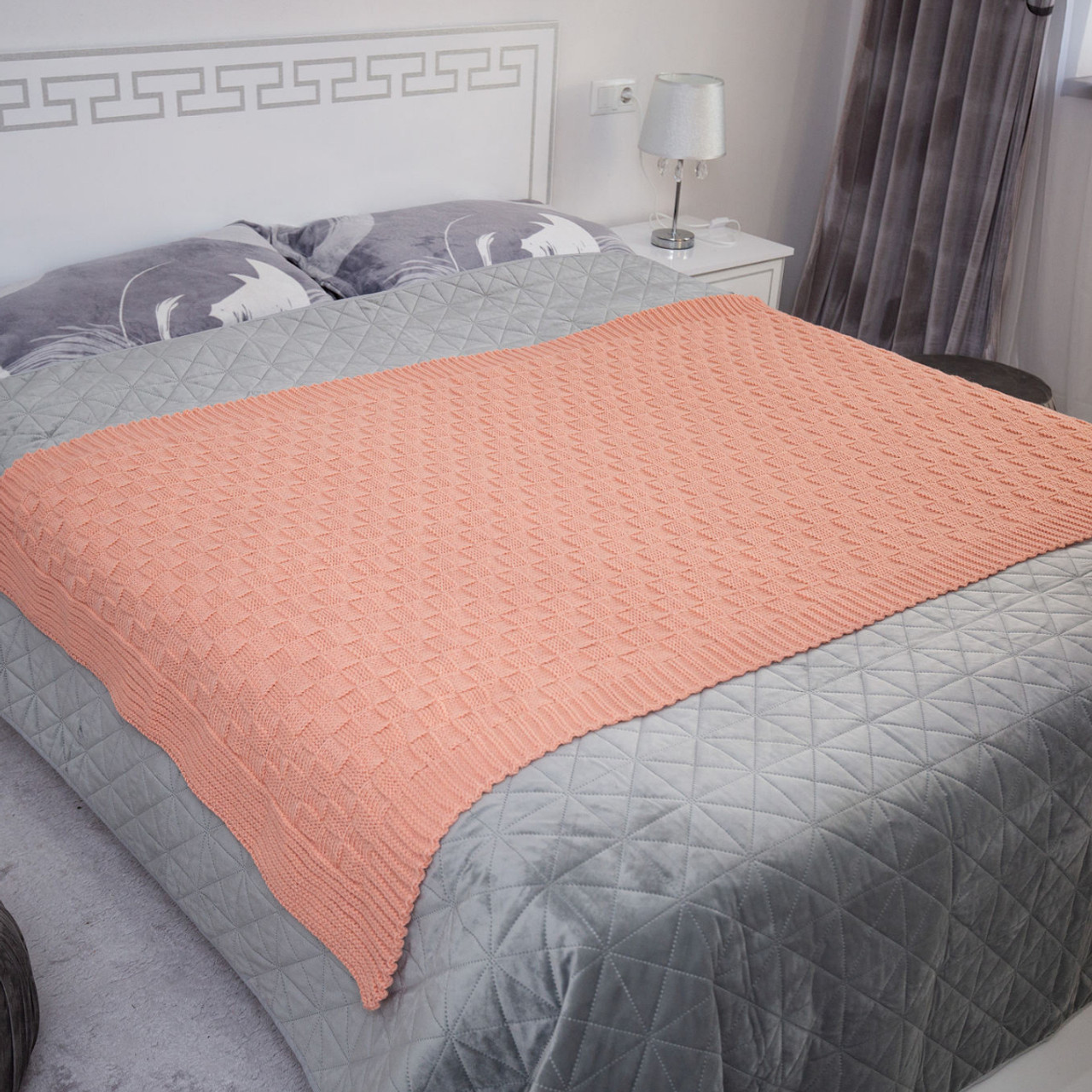 Irish Fisherman Aran Wool Throw Blanket – Basket Stitch Celtic Decor