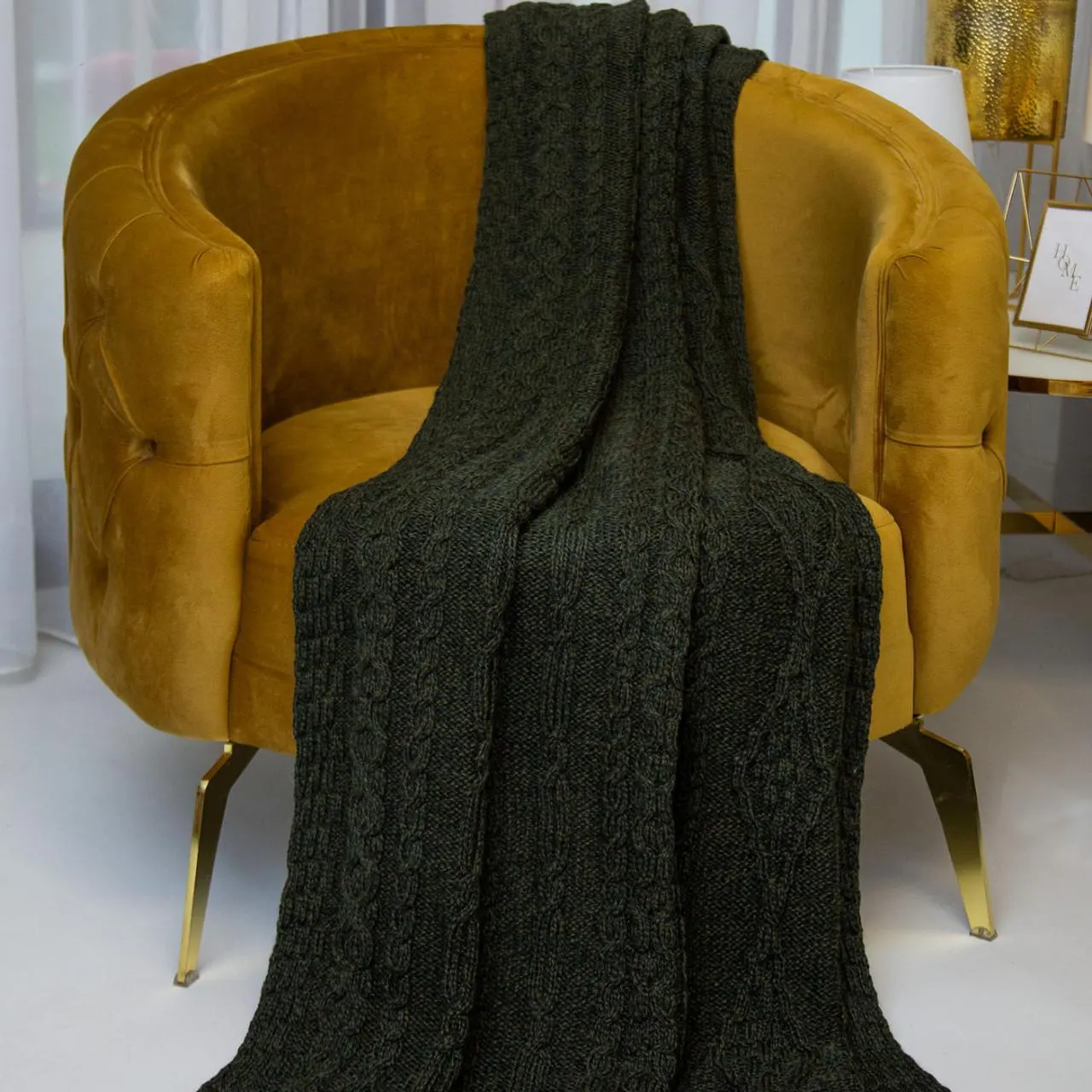 Irish Fisherman Wool Multi-Stitch Aran Knit Throw Blanket