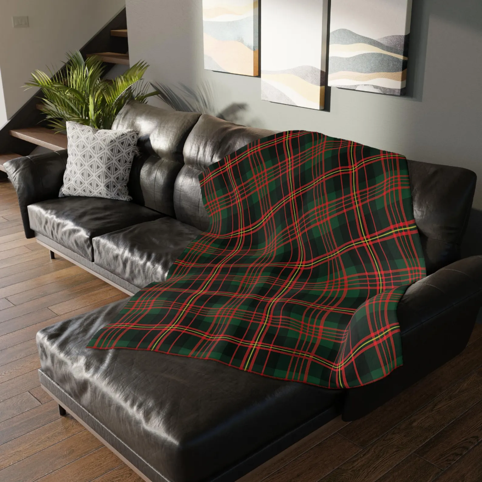 Scottish Clan Tartan Velveteen Throw Blanket – Soft Plaid Heritage Couch, Bed Blanket