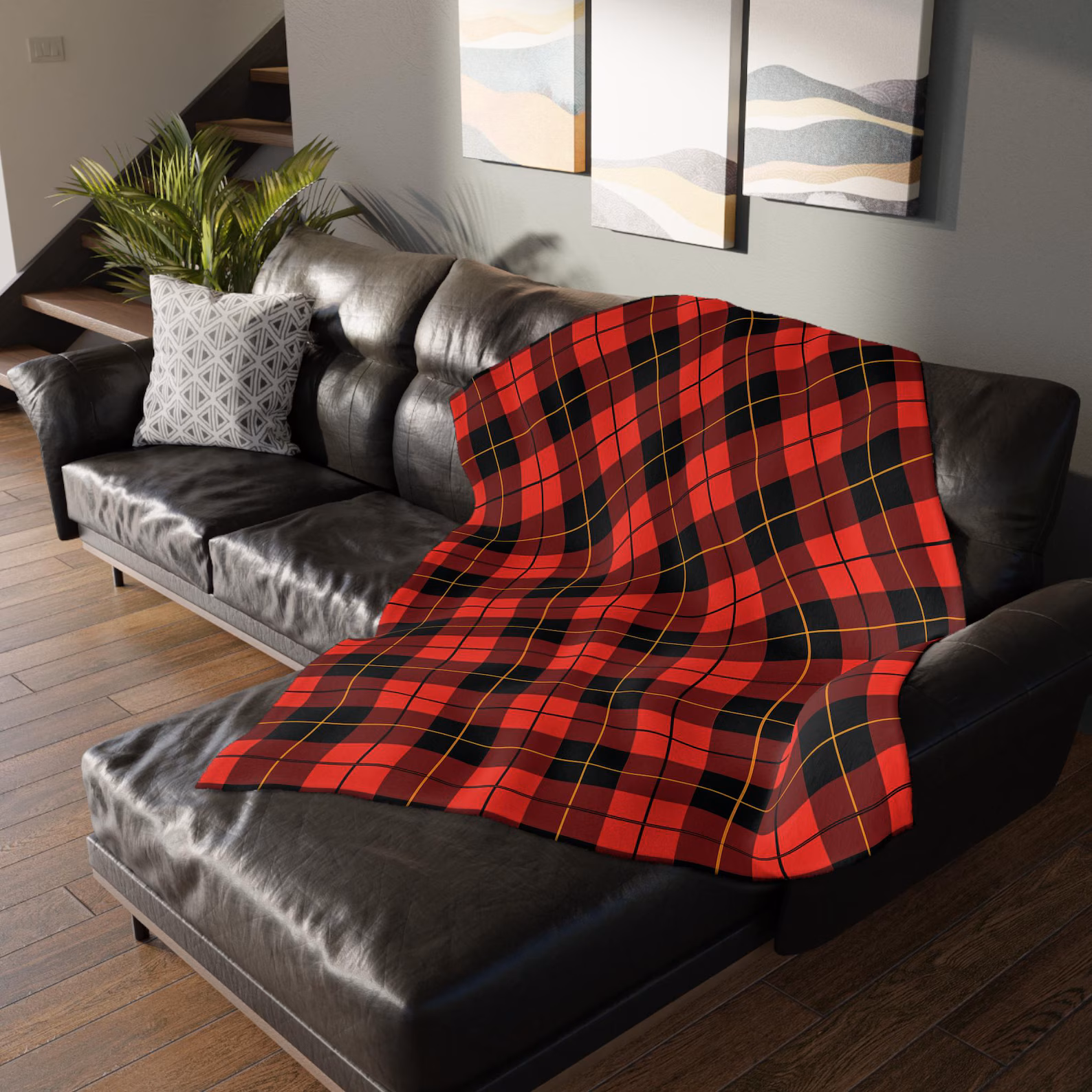 Scottish Clan Tartan Velveteen Throw Blanket – Soft Plaid Heritage Couch, Bed Blanket