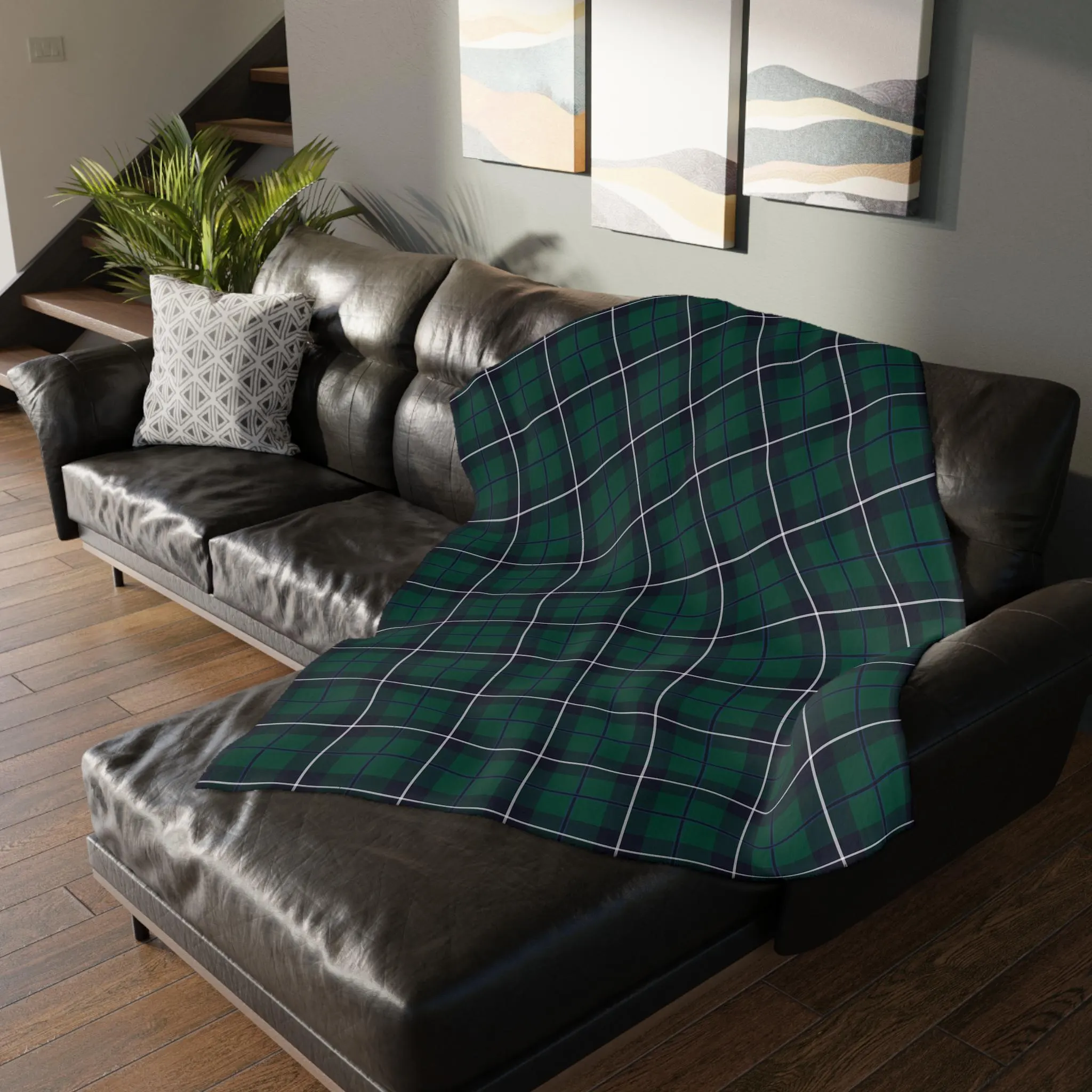 Scottish Clan Tartan Velveteen Throw Blanket – Soft Plaid Heritage Couch, Bed Blanket